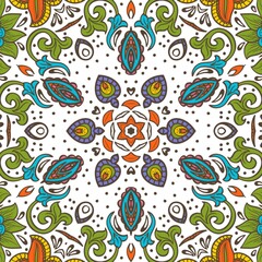 Abstract Pattern Floral Blue Pink Orange Green 507