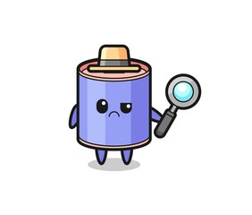 the mascot of cute cylinder piggy bank as a detective