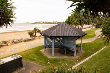 Picnic hut on the Strand at Yeppoon beach in Queensland, Australia.