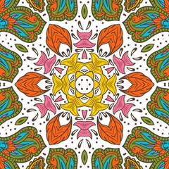 Abstract Pattern Floral Blue Pink Orange Green 491