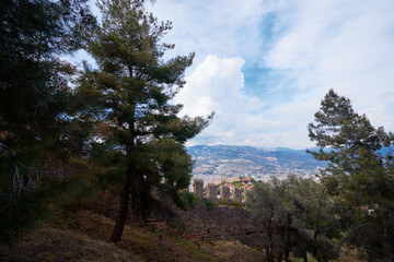 Ancient  wall of the medieval fortress castle of Alanya, Turkey.