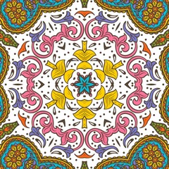 Abstract Pattern Floral Blue Pink Orange Green 486