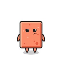 cute brick character with suspicious expression
