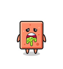the cute brick character with puke
