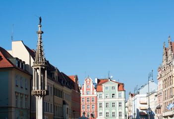 Central square in Wroclaw. Historical and tourist attractions in Poland