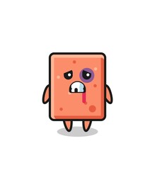 injured brick character with a bruised face