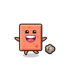 the happy brick cartoon with running pose