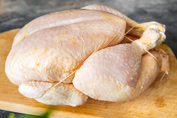 whole chicken meat poultry broiler fresh healthy meal food snack diet on the table copy space food background rustic top view