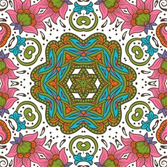 Abstract Pattern Floral Blue Pink Orange Green 433