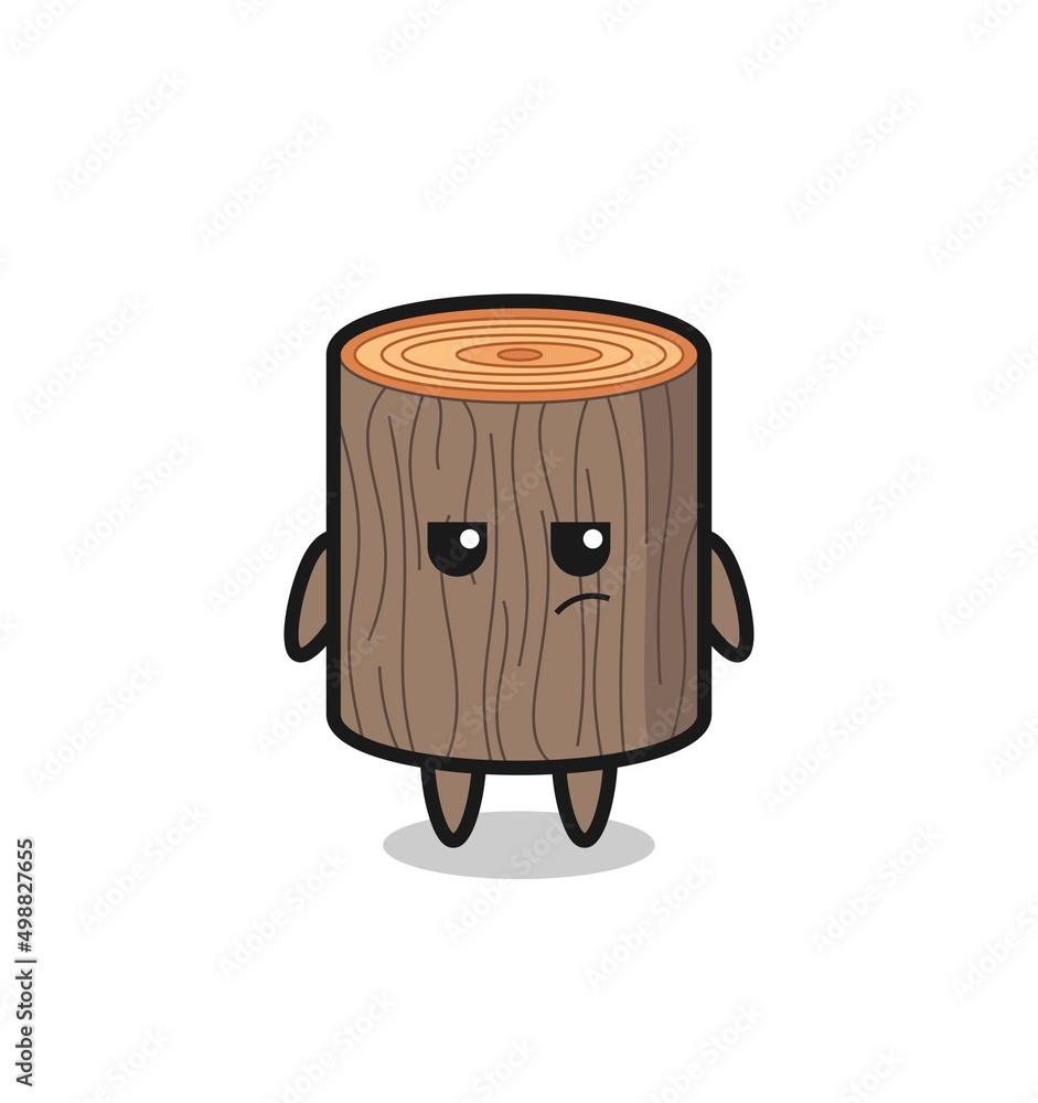 Wall mural cute tree stump character with suspicious expression