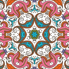 Abstract Pattern Floral Blue Pink Orange Green 407