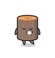tree stump cartoon illustration with a shy expression