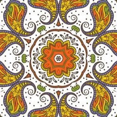 Abstract Pattern Floral Blue Pink Orange Green 401