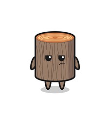 cute tree stump character with suspicious expression