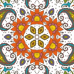 Abstract Pattern Floral Blue Pink Orange Green 378