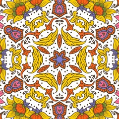 Abstract Pattern Floral Blue Pink Orange Green 375