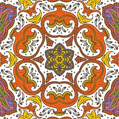 Abstract Pattern Floral Blue Pink Orange Green 374