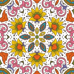 Abstract Pattern Floral Blue Pink Orange Green 372