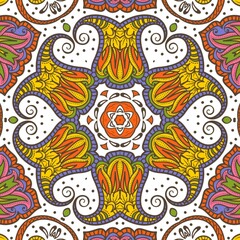 Abstract Pattern Floral Blue Pink Orange Green 358