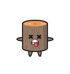 character of the cute tree stump with dead pose