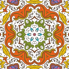 Abstract Pattern Floral Blue Pink Orange Green 357