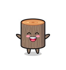 happy baby tree stump cartoon character
