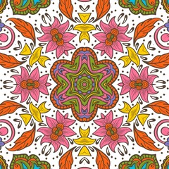 Abstract Pattern Floral Blue Pink Orange Green 355