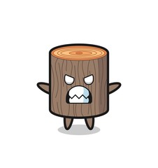 wrathful expression of the tree stump mascot character