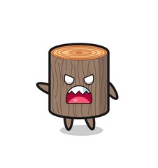 cute tree stump cartoon in a very angry pose