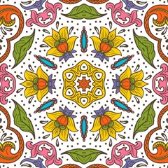 Abstract Pattern Floral Blue Pink Orange Green 347