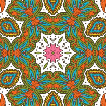 Abstract Pattern Floral Blue Pink Orange Green 353