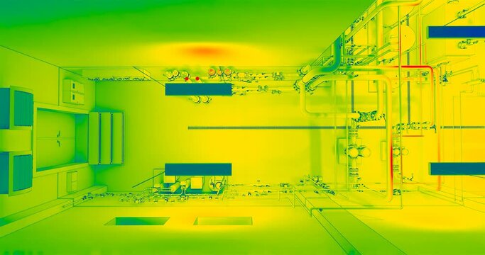 Multispectral survey of equipment room spaces of building to detect energy loss and illumination
