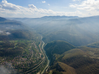 Aerial view of Iskar river Gorge near village of Milanovo, Bulgaria