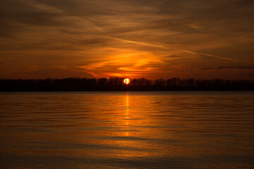 Sunset over the Volga river. Samara, Russia.