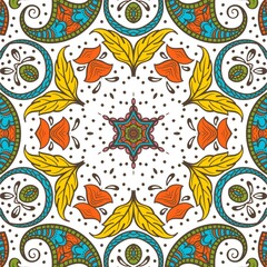 Abstract Pattern Floral Blue Pink Orange Green 300