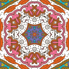 Abstract Pattern Floral Blue Pink Orange Green 290