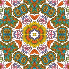 Abstract Pattern Floral Blue Pink Orange Green 274