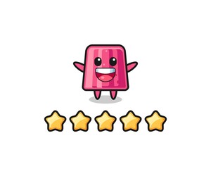 the illustration of customer best rating, jelly cute character with 5 stars