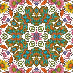 Abstract Pattern Floral Blue Pink Orange Green 262