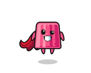 the cute jelly character as a flying superhero