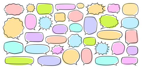 Colorful speech bubbles set. Blank empty vector illustration