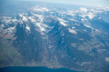 Fototapeta premium aerial view of Sigriswil, Justistal and Niederhorn