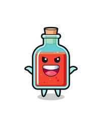 the illustration of cute square poison bottle doing scare gesture