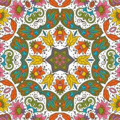 Abstract Pattern Floral Blue Pink Orange Green 206