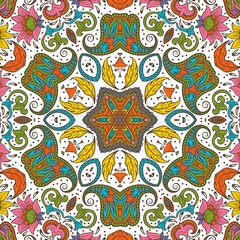 Abstract Pattern Floral Blue Pink Orange Green 205