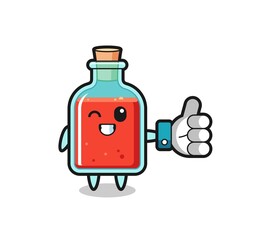 cute square poison bottle with social media thumbs up symbol