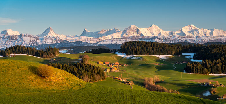 panorama view of the Bernese Alps from Emmental