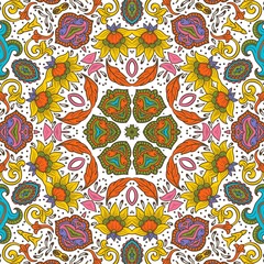 Abstract Pattern Floral Blue Pink Orange Green 167