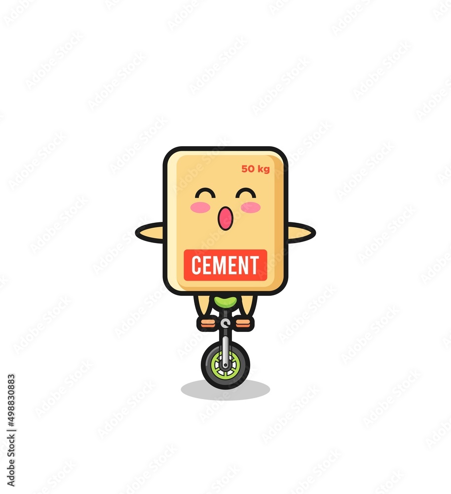 Poster the cute cement sack character is riding a circus bike