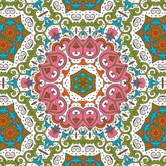 Abstract Pattern Floral Blue Pink Orange Green 100